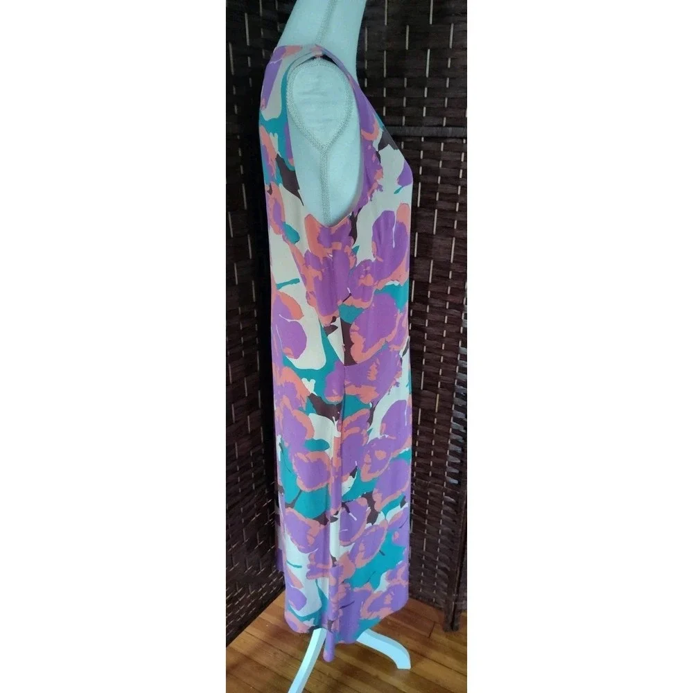 Equipment Femme Floral Silk Midi Dress Large Alice Sleeveless Abstract Colorful - Picture 5 of 14